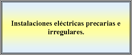 Cuadro de texto: Instalaciones elctricas precarias e irregulares.