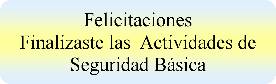 Proceso alternativo: FelicitacionesFinalizaste las  Actividades de Seguridad Bsica 