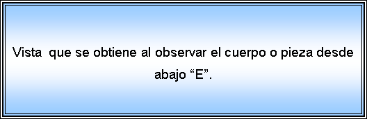 Cuadro de texto: Vista  que se obtiene al observar el cuerpo o pieza desde abajo E. 