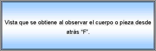 Cuadro de texto: Vista que se obtiene al observar el cuerpo o pieza desde atrs F.