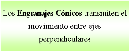 Cuadro de texto: Los Engranajes Cnicos transmiten el movimiento entre ejes perpendiculares