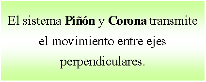 Cuadro de texto: El sistema Pin y Corona transmite el movimiento entre ejes perpendiculares.