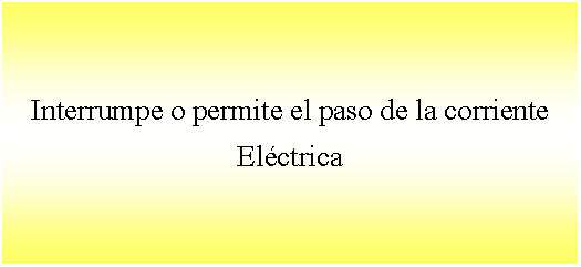 Cuadro de texto: Interrumpe o permite el paso de la corriente Elctrica